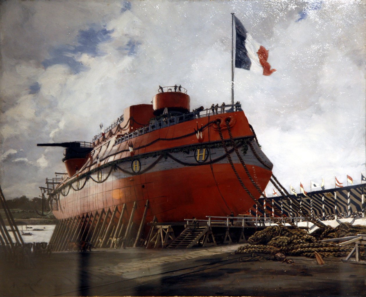 The Launch of the Battleship Hoche by Alexandre Jean Baptiste Brun