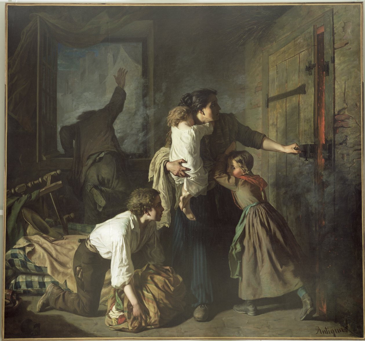 The Fire, 1850 by Alexandre Antigna