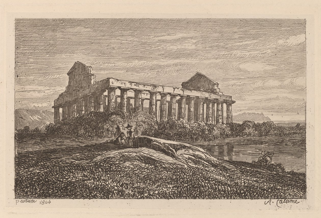 Ruins at Paestum by Alexandre Calame