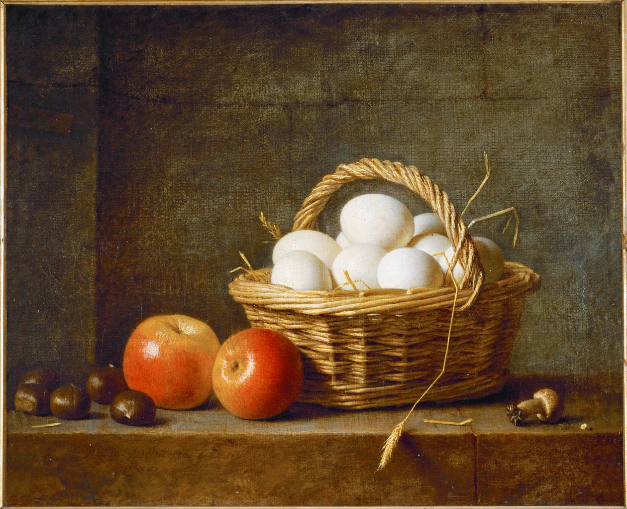 A basket with eggs by Alexandre Couder
