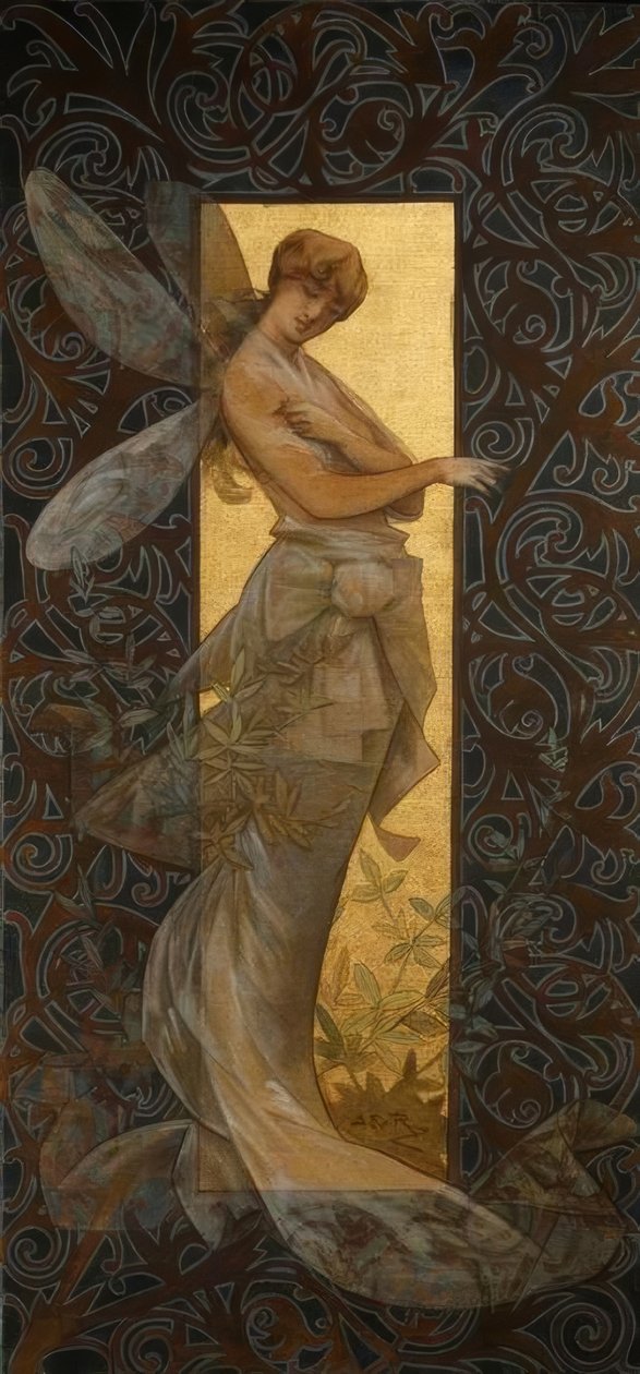 Composition with Winged Nymph at Sunrise by Alexandre de Riquer
