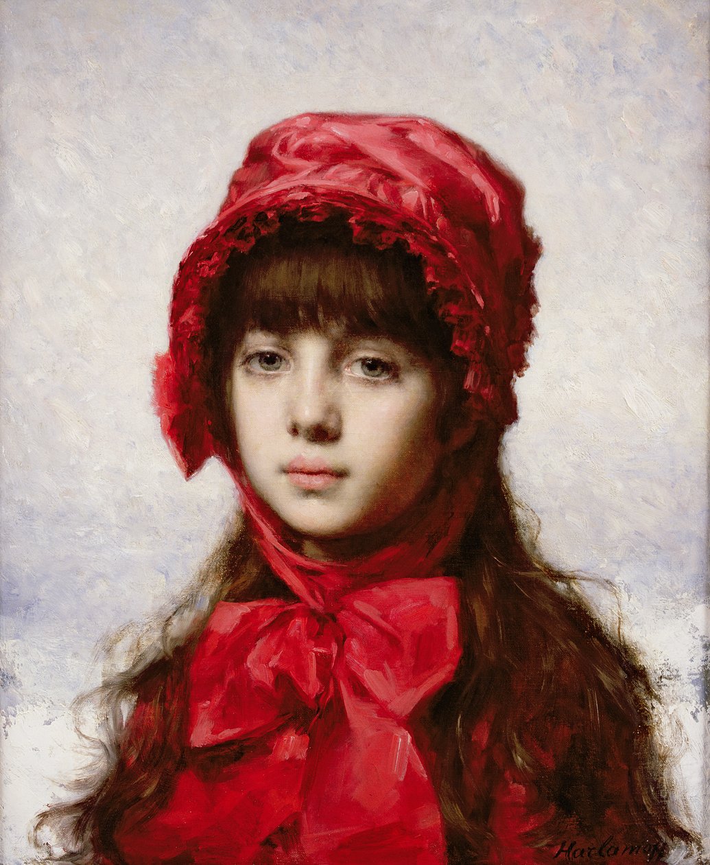 The Red Bonnet by Alexei Alexevich Harlamoff