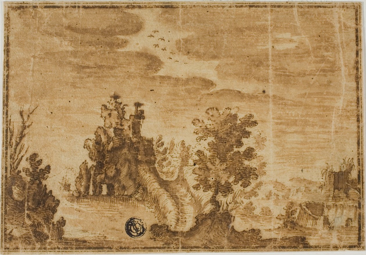 Fairy Castle in Landscape by Alfonso Parigi