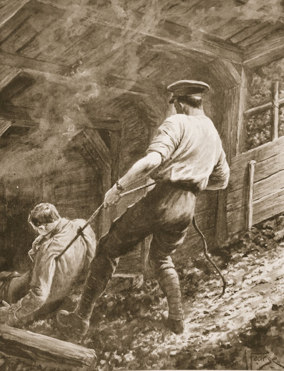 Lance-Corporal Clapson Dragging an Officer, Who Had Been Gassed, Out of a Mine by Alfred Pearse