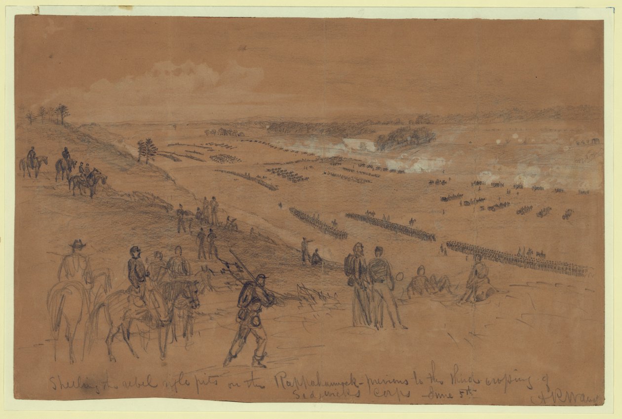 Shelling the Rebel Rifle Pits on the Rappahannock by Alfred Rudolph Waud