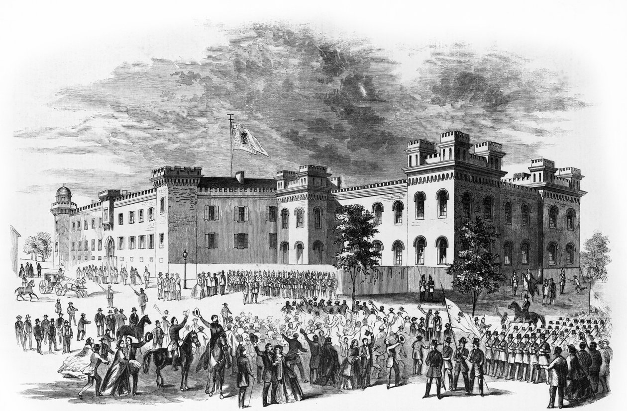 The South Carolina State Arsenal in Charleston, South Carolina, Guarded by Parading Detachments of the Washington Light Infantry, 1860 by Alfred Rudolph Waud