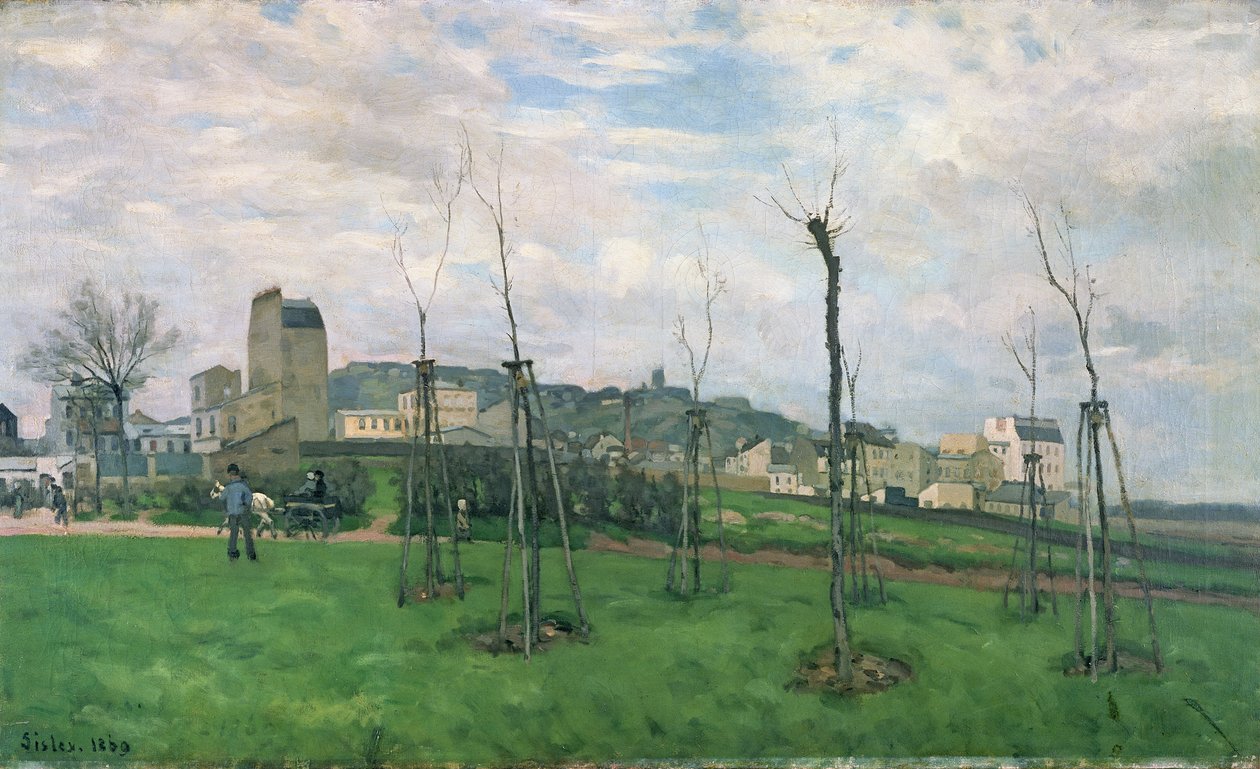 View of Montmartre from the Cite des Fleurs, Les Batignolles, 1869 by Alfred Sisley