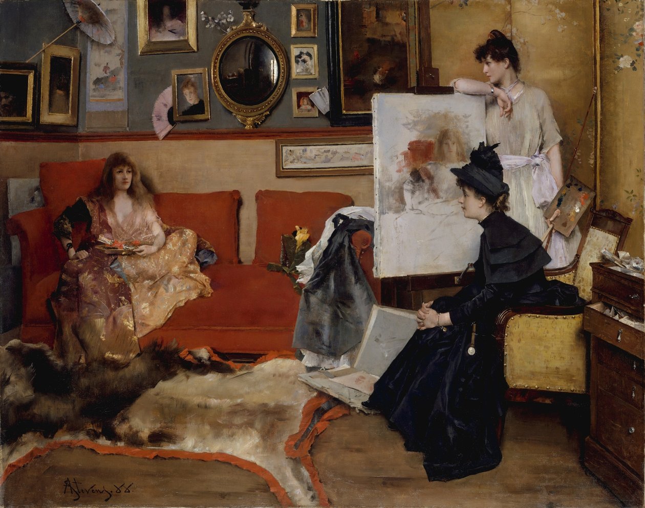 In the Studio by Alfred Emile Stevens