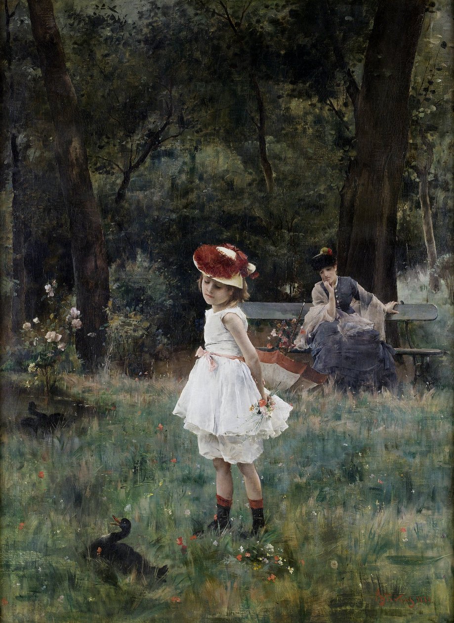 The Little Girl with Ducks by Alfred Emile Stevens