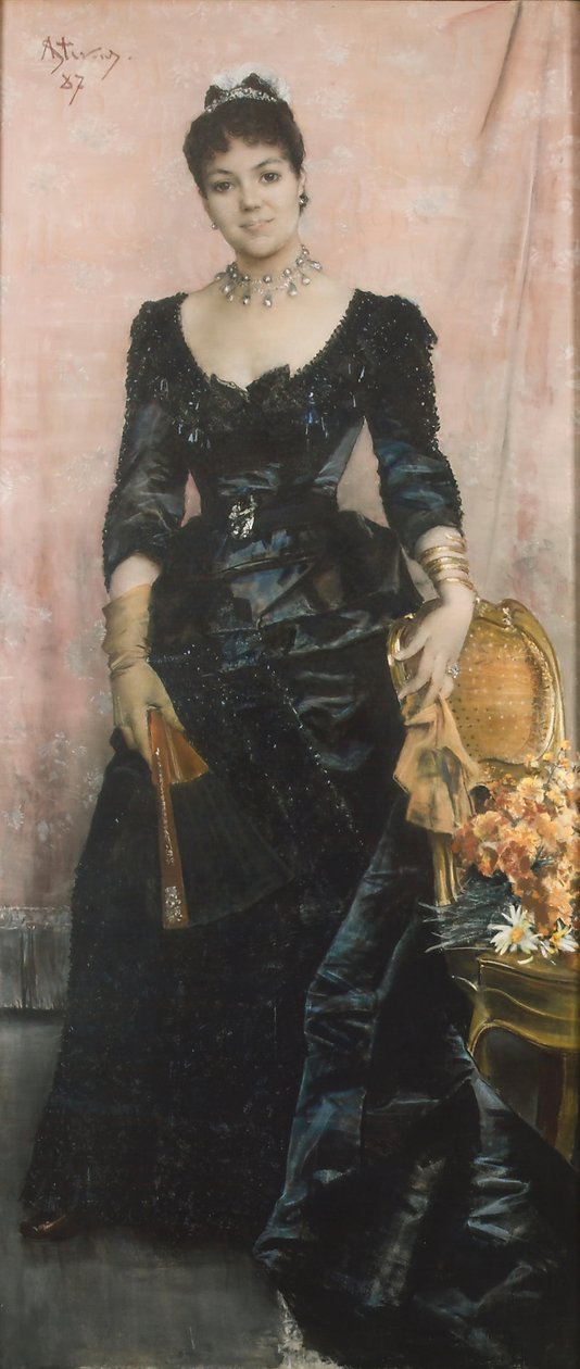 Portrait of La Baronne du Mesnil by Alfred Emile Stevens