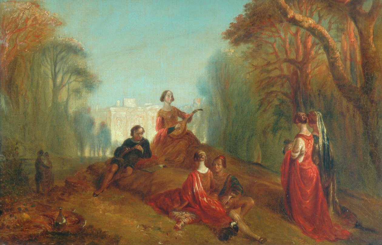 Figures in a Park by Alfred Woolmer