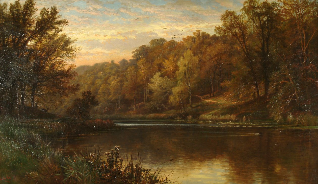 Swanbourne Lake Autumn, Arundel Park Sunset by Alfred Augustus Glendening