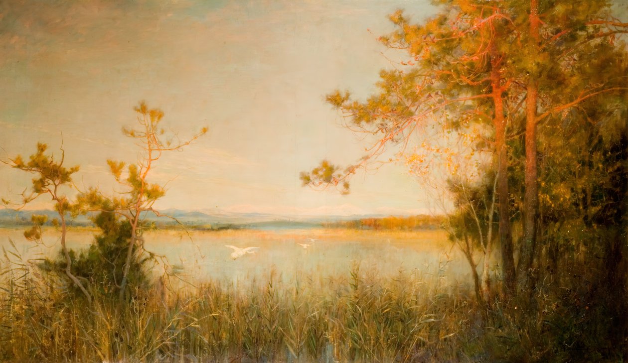 Reedy Mere and Sunlit Hills by Alfred Edward East