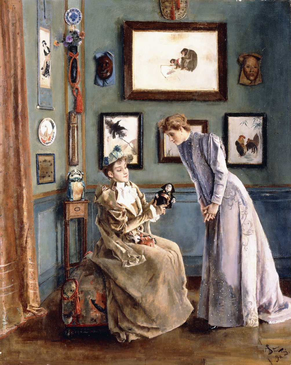 Women with a Japanese Doll by Alfred Emile Stevens