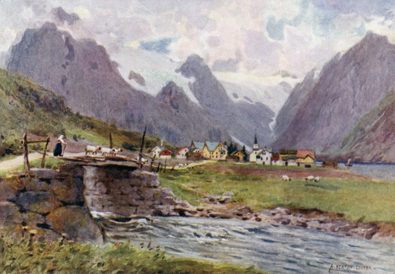 Fjaerland, Sogne Fjord by Alfred Heaton Cooper