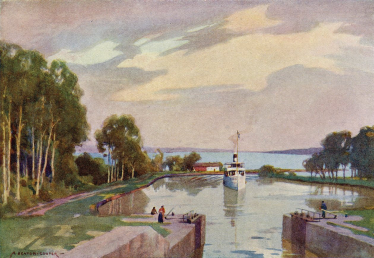 Sjotorp Locks, Gota Canal by Alfred Heaton Cooper