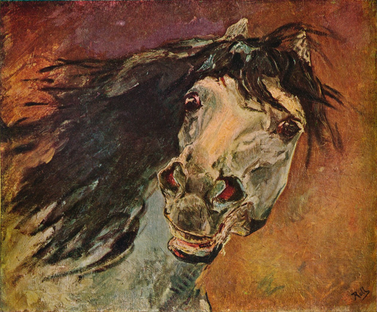 Head of an Andalusian Horse by Alfred Roll