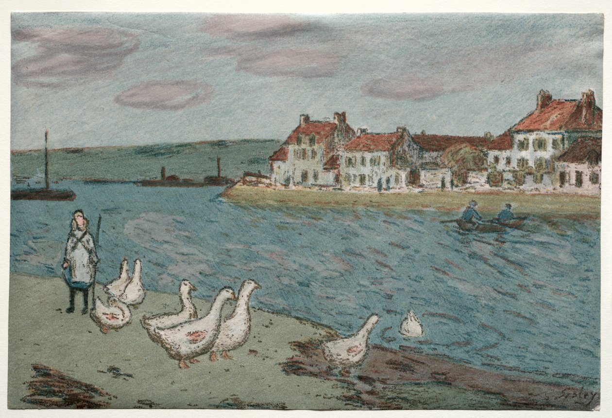 The River Bank or Geese by Alfred Sisley