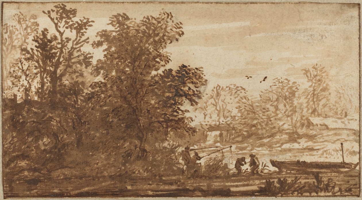 Fisherman in a River Landscape by Allart van Everdingen