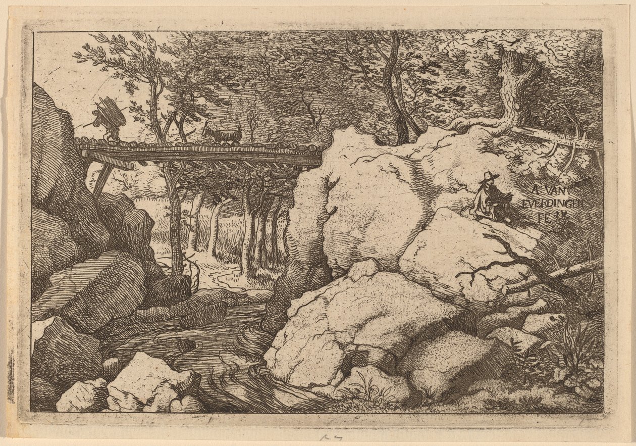Goat on a Small Bridge by Allart van Everdingen