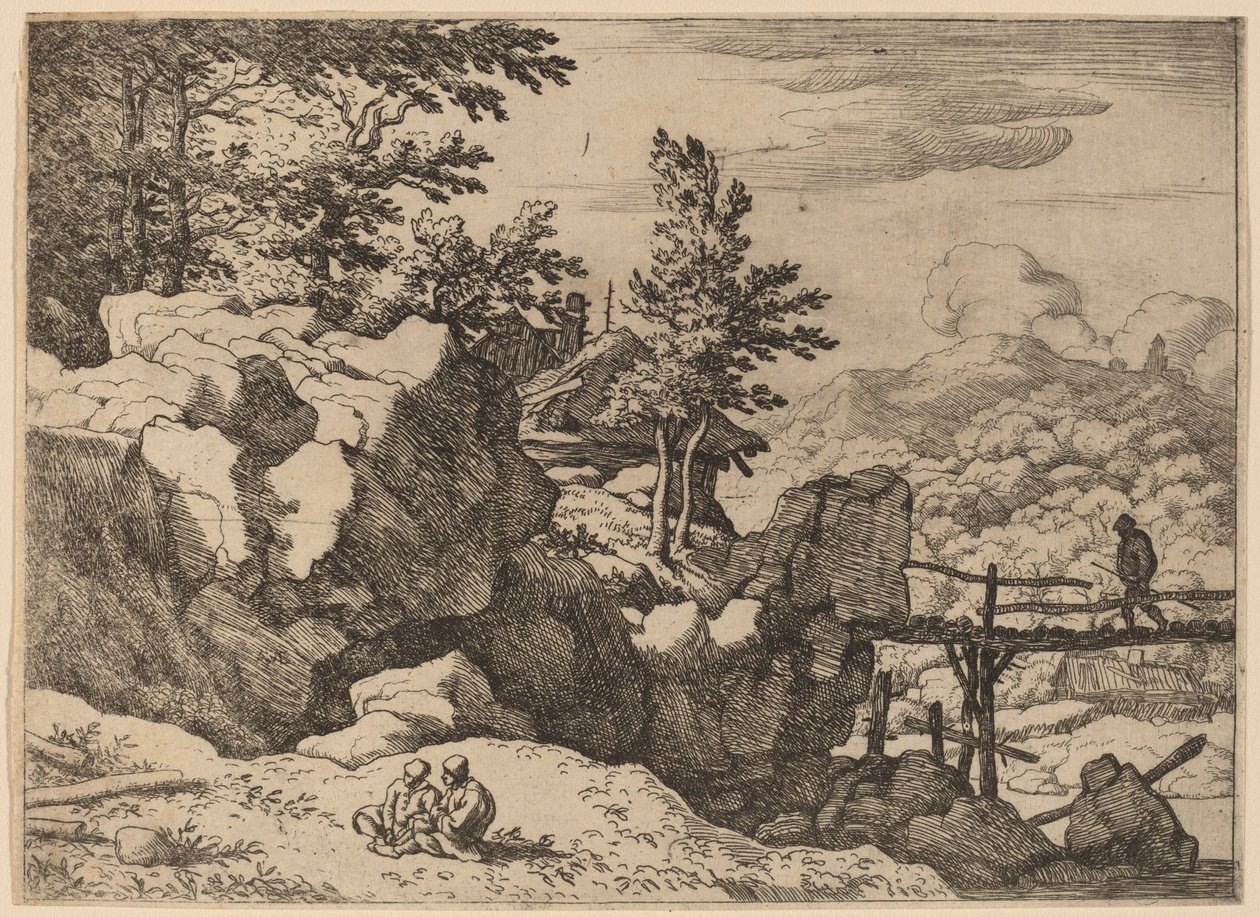 Man on a Small Wooden Bridge by Allart van Everdingen