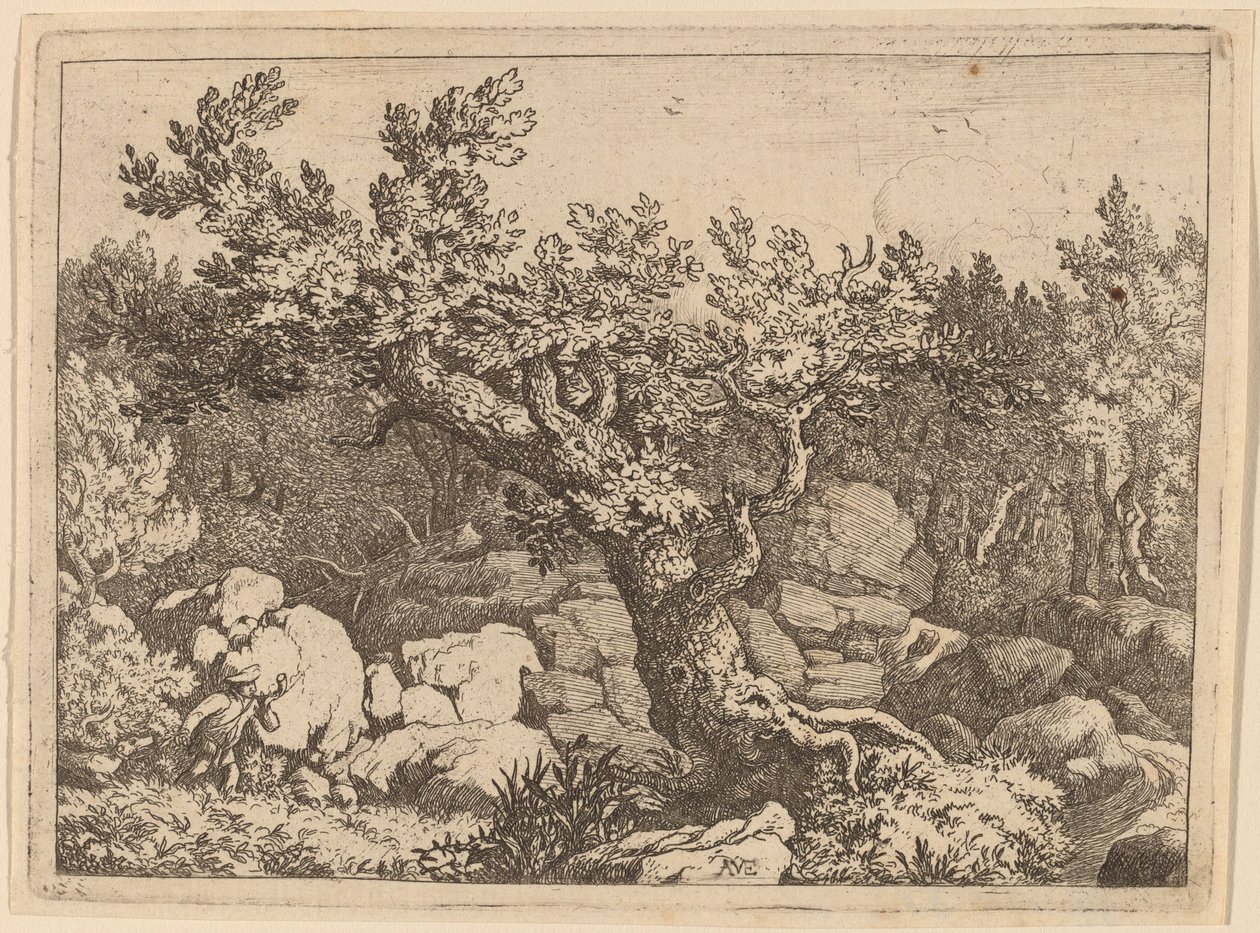 Sportsman near a Large Tree by Allart van Everdingen