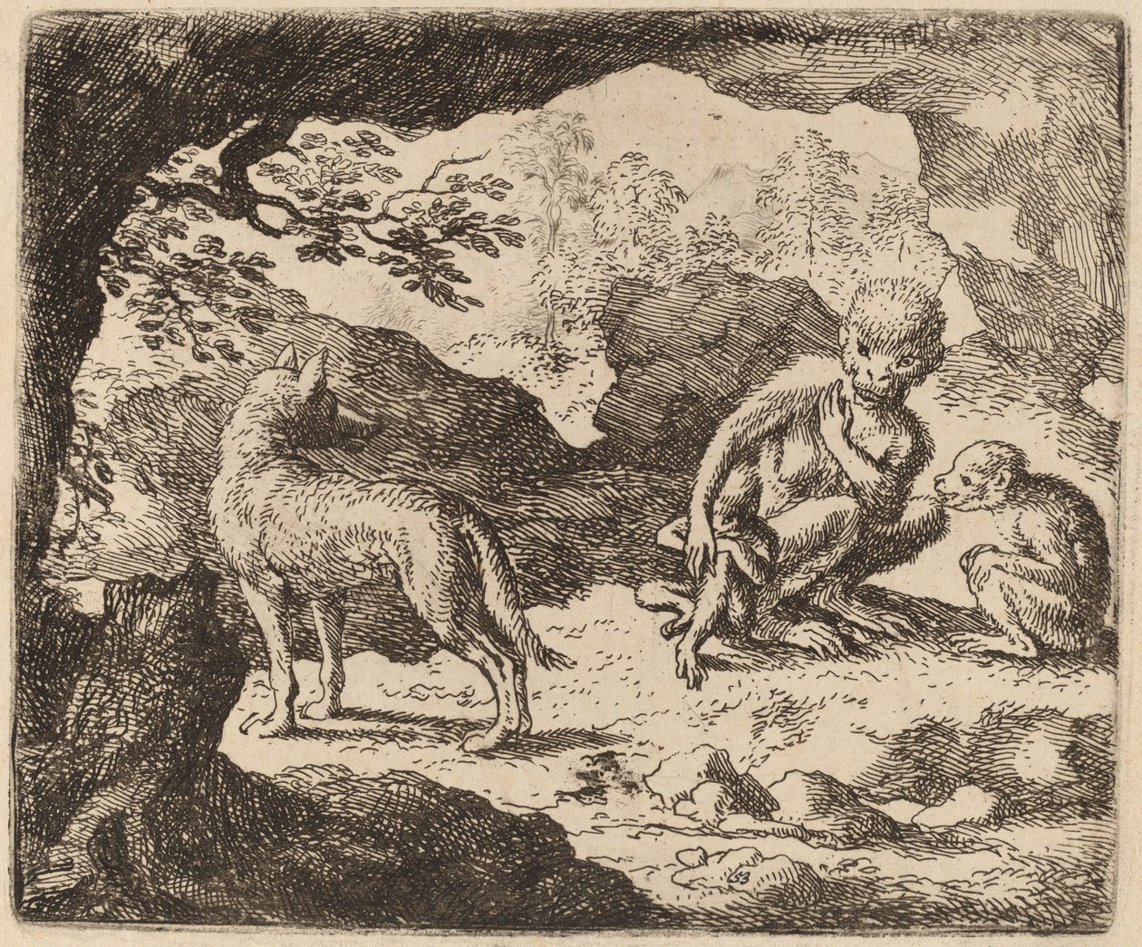 The Wolf and the Monkeys by Allart van Everdingen