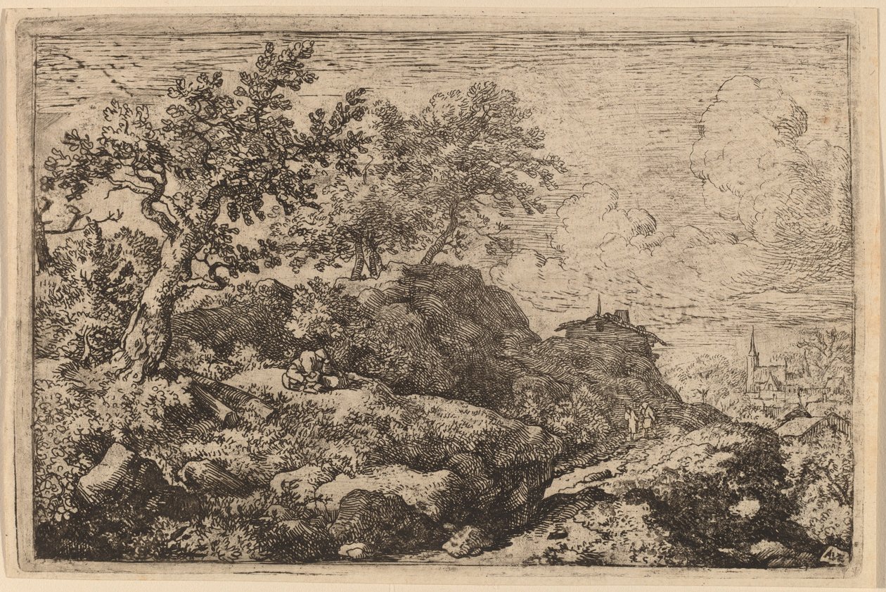Two Peasants Seated on a Hill by Allart van Everdingen
