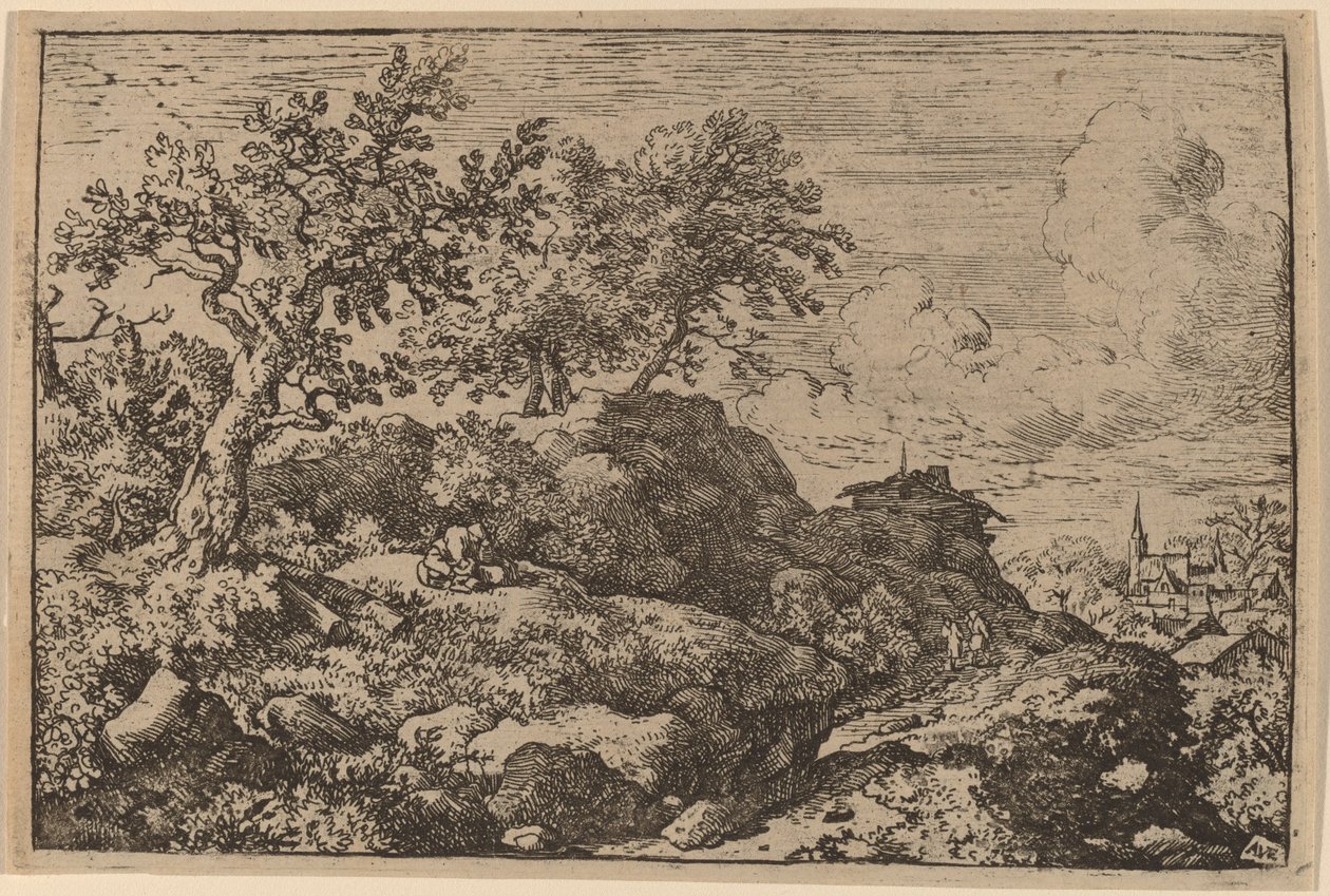 Two Peasants Seated on a Hill by Allart van Everdingen