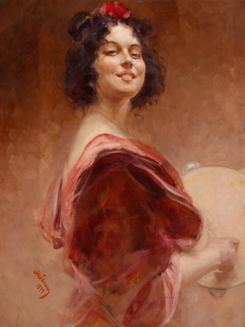 Gypsy with Tambourine by Alois Hans Schram
