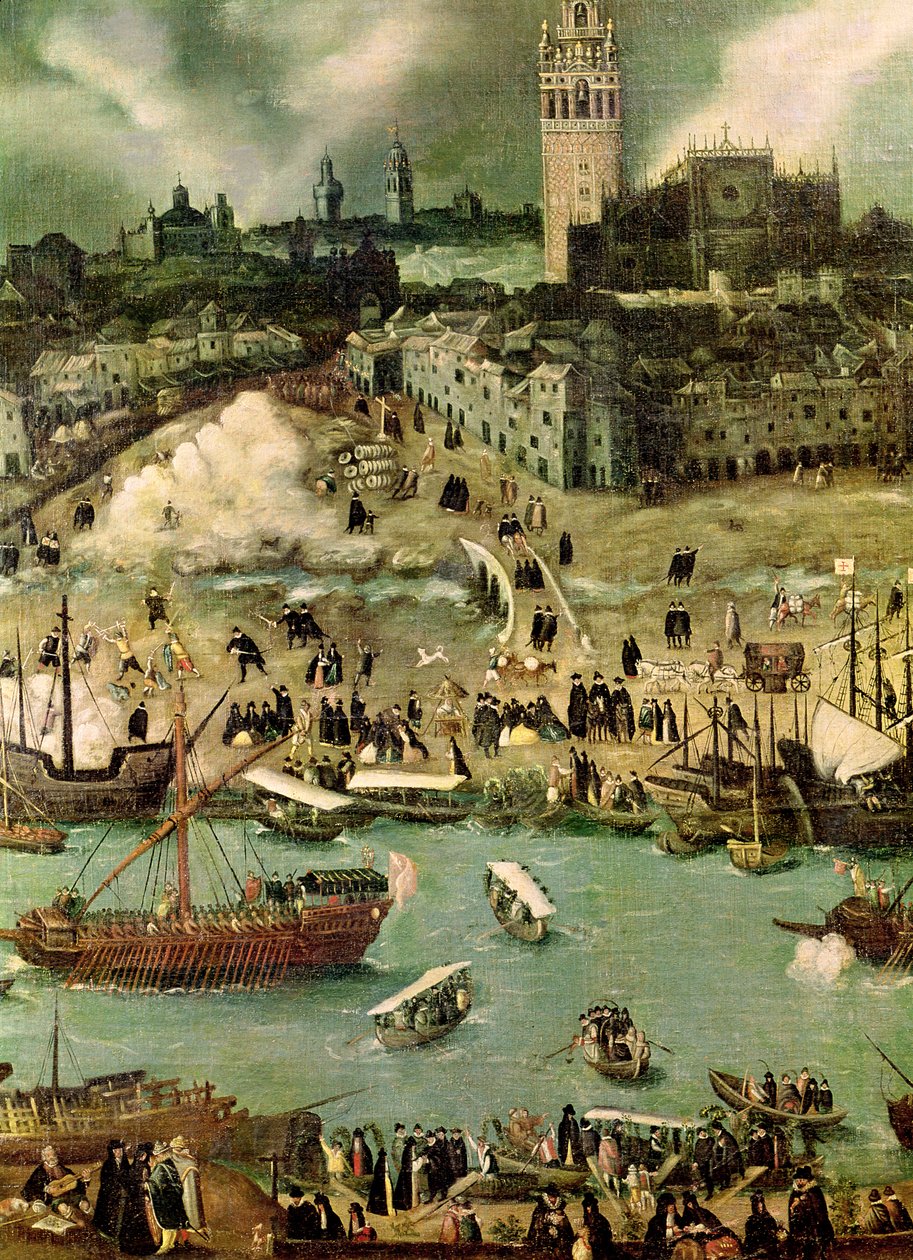 The Port of Seville, c.1590 (detail) by Alonso Sánchez Coello