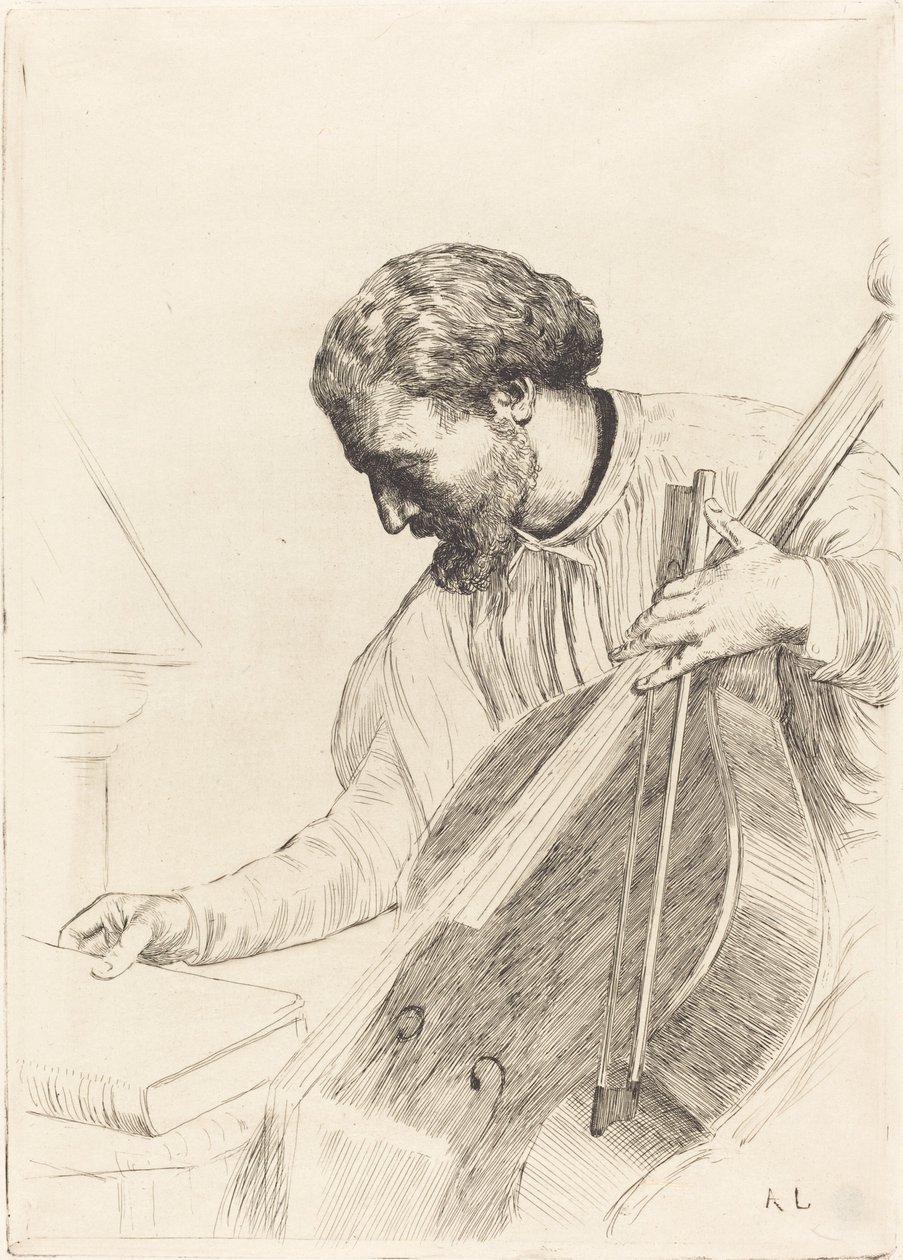 Double Bass Player by Alphonse Legros