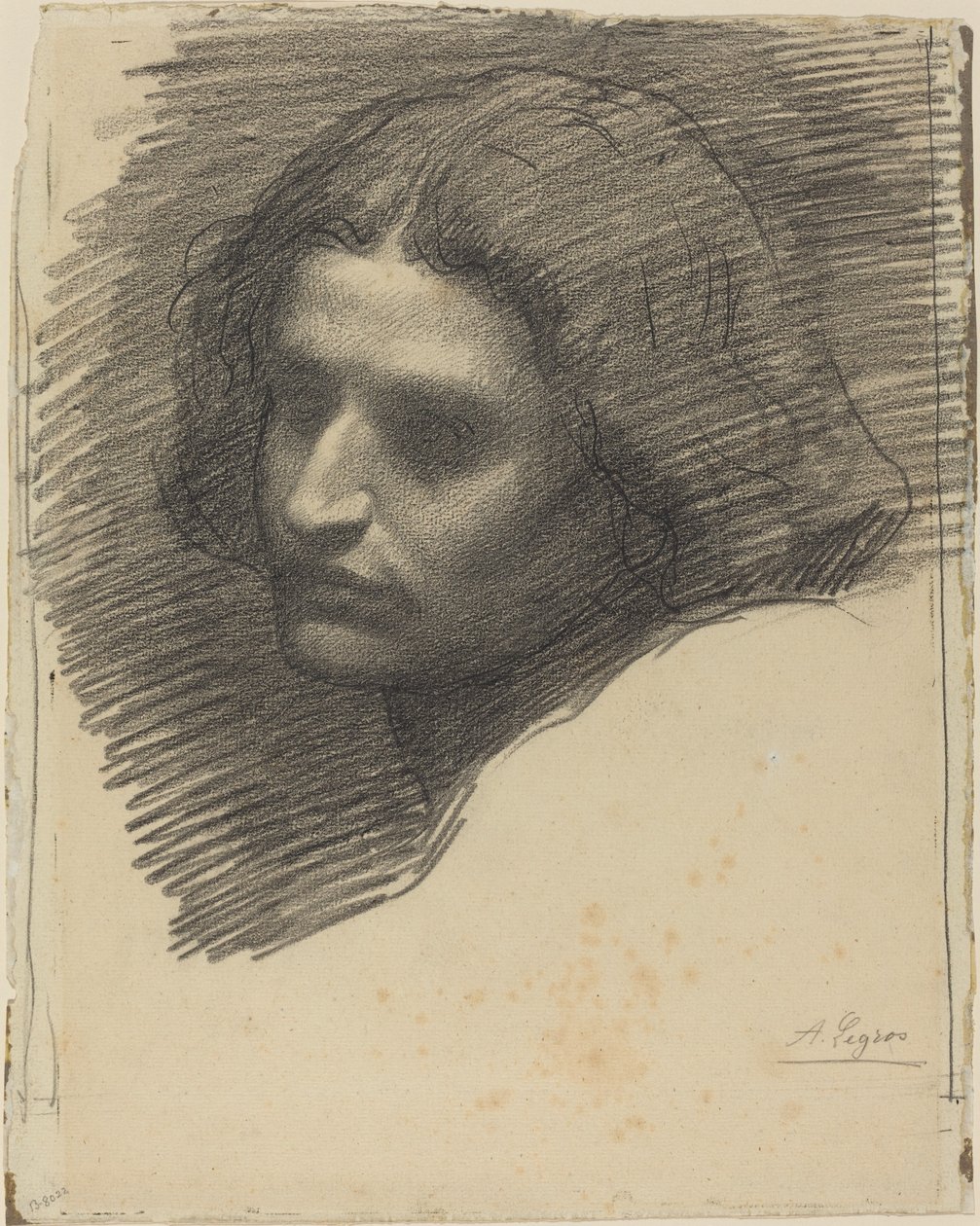 Head of a Man Facing Left by Alphonse Legros