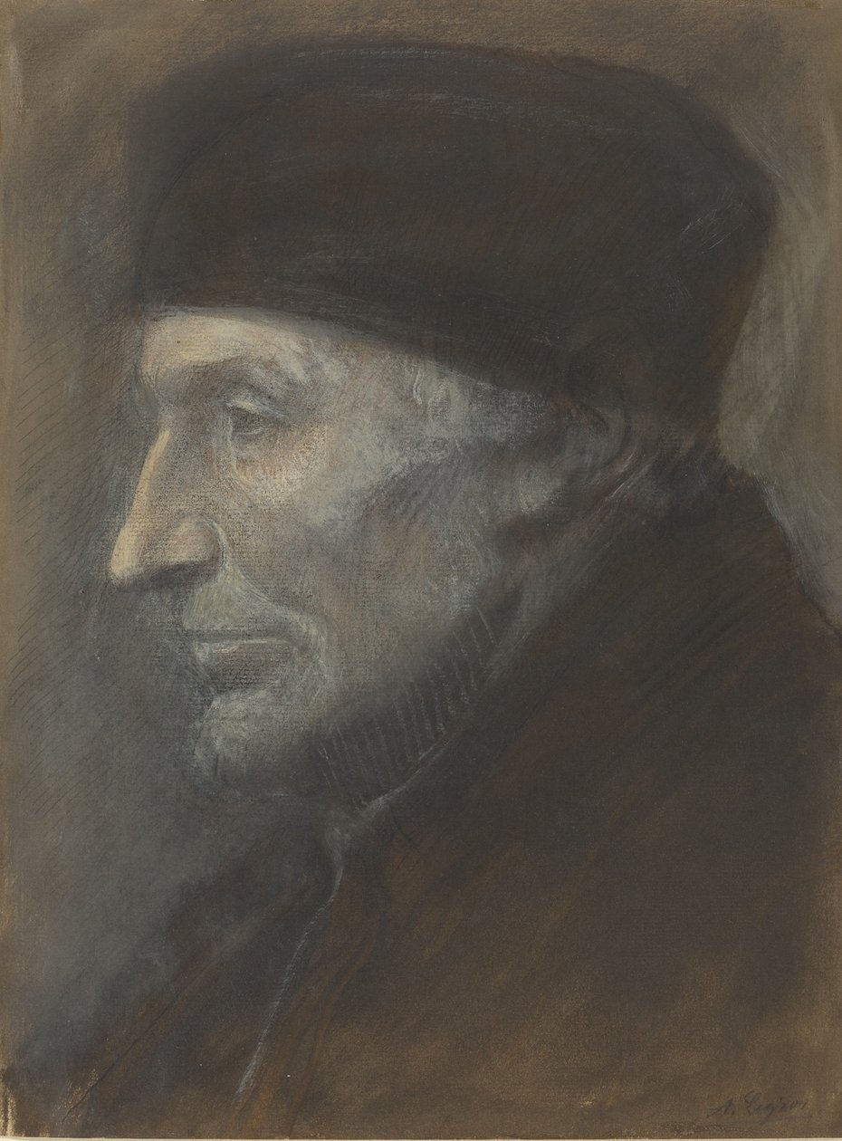 Head of a Man with a Skullcap by Alphonse Legros