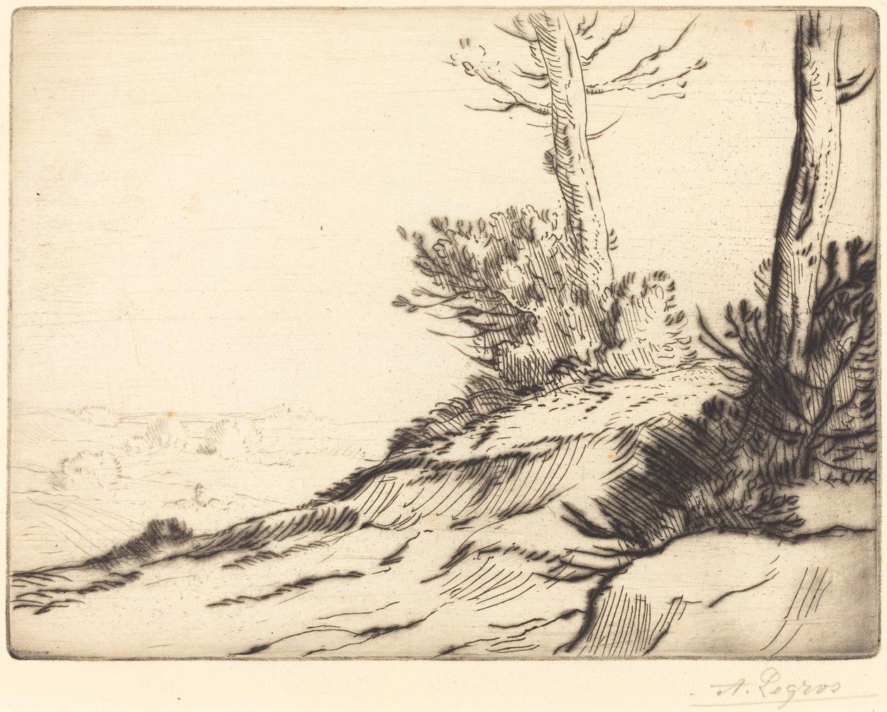 Hill with Bushes by Alphonse Legros