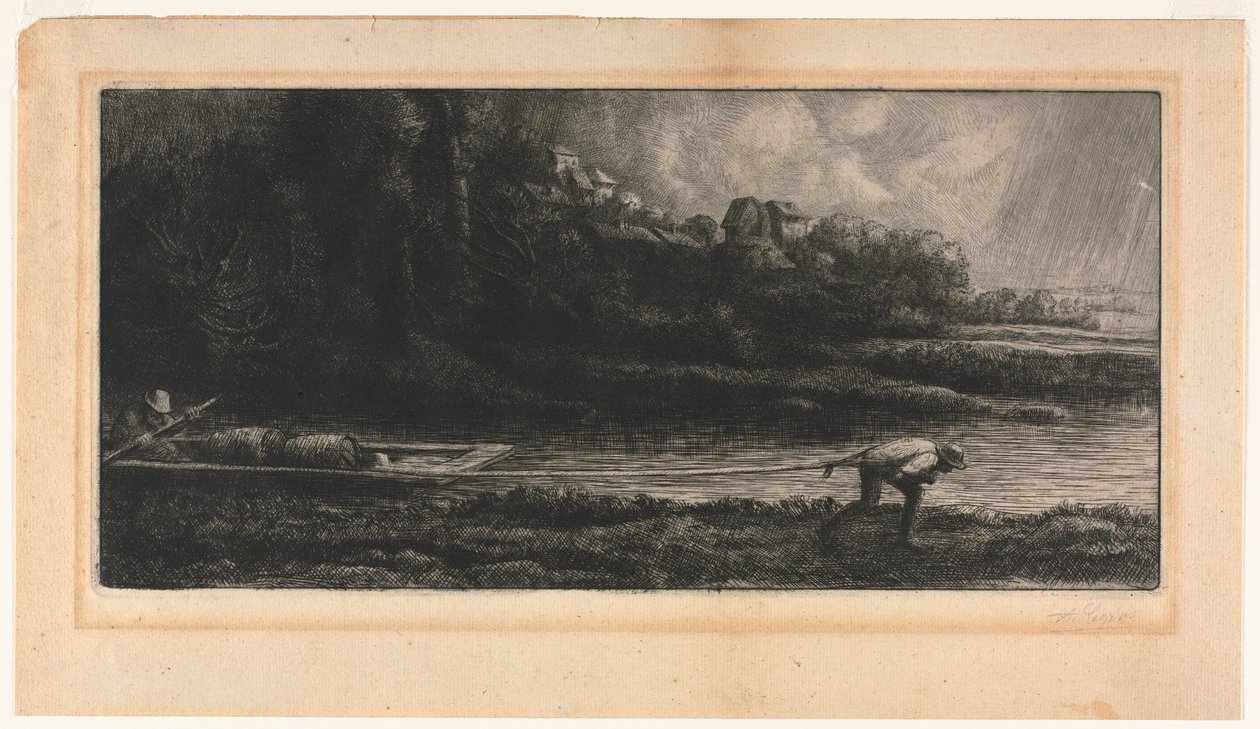 The Landscape with the Boat by Alphonse Legros