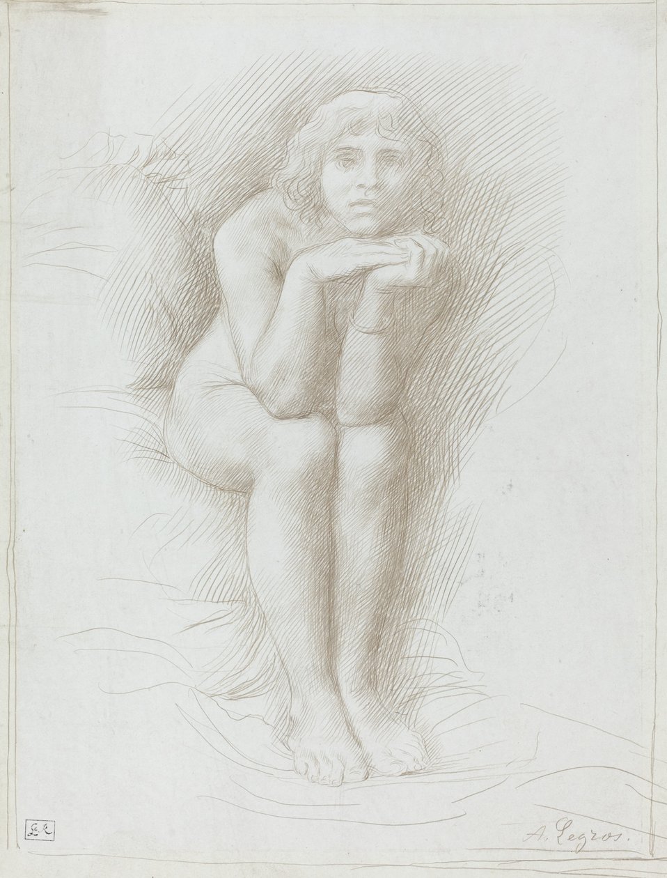 Nude Model Seated by Alphonse Legros