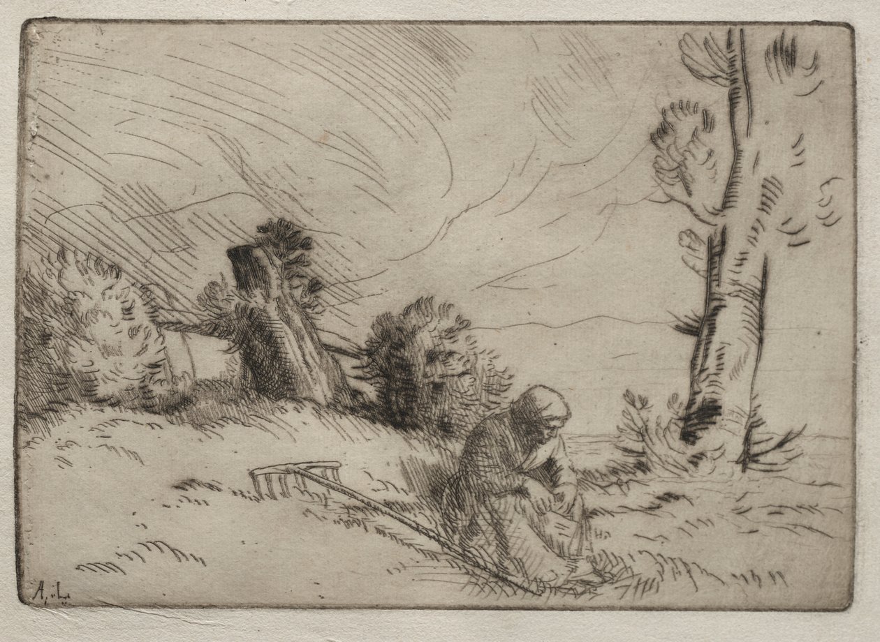 Peasant Woman Seated near a Hedge by Alphonse Legros