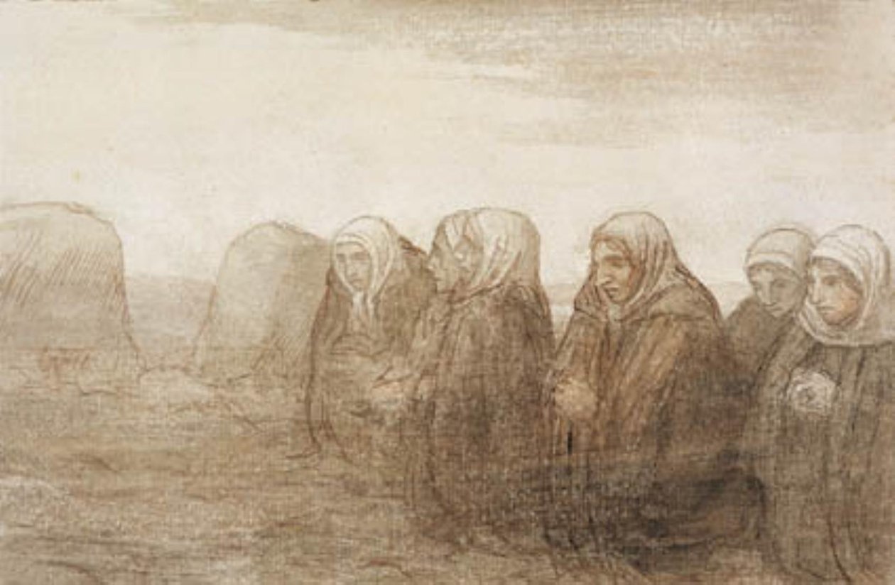 Six Peasant Women Praying in an Autumn Field by Alphonse Legros