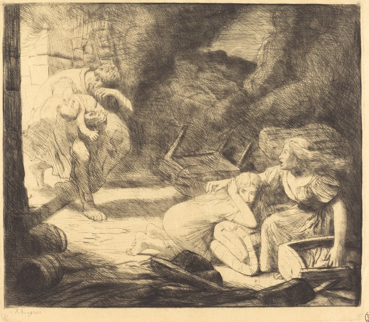 The Fire, 2nd Plate by Alphonse Legros