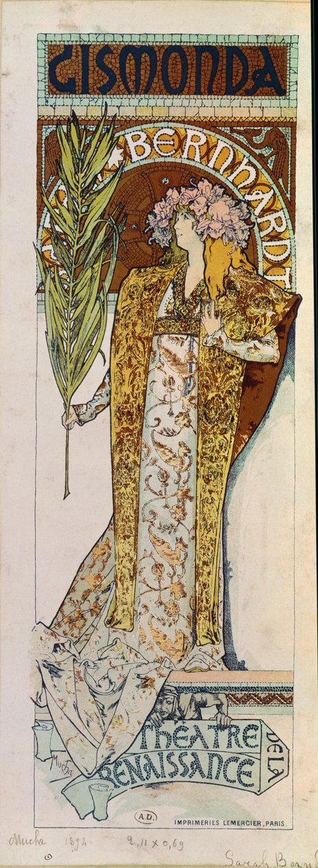 Gismonda with Actress Sarah Bernhardt by Alphonse Marie Mucha