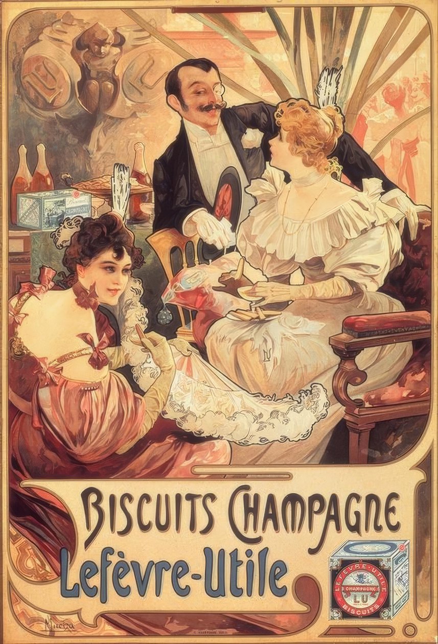 Champagne Biscuits / Lefèvre-Utile by Alphonse Mucha