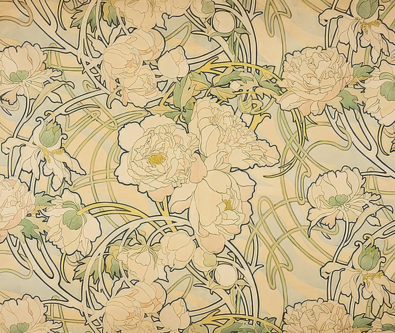 Peonies by Alphonse Mucha