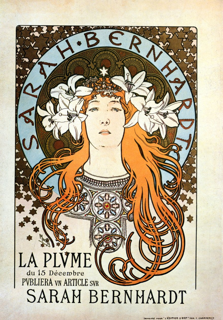 Sarah Bernhardt, La Plume, 15 December 1896 by Alphonse Mucha