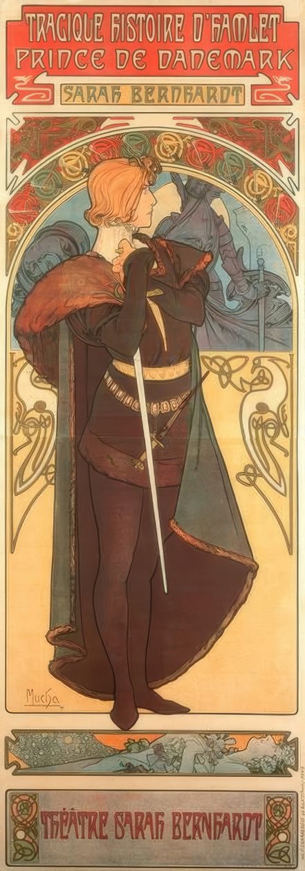 Sarah Bernhardt as Hamlet by Alphonse Mucha
