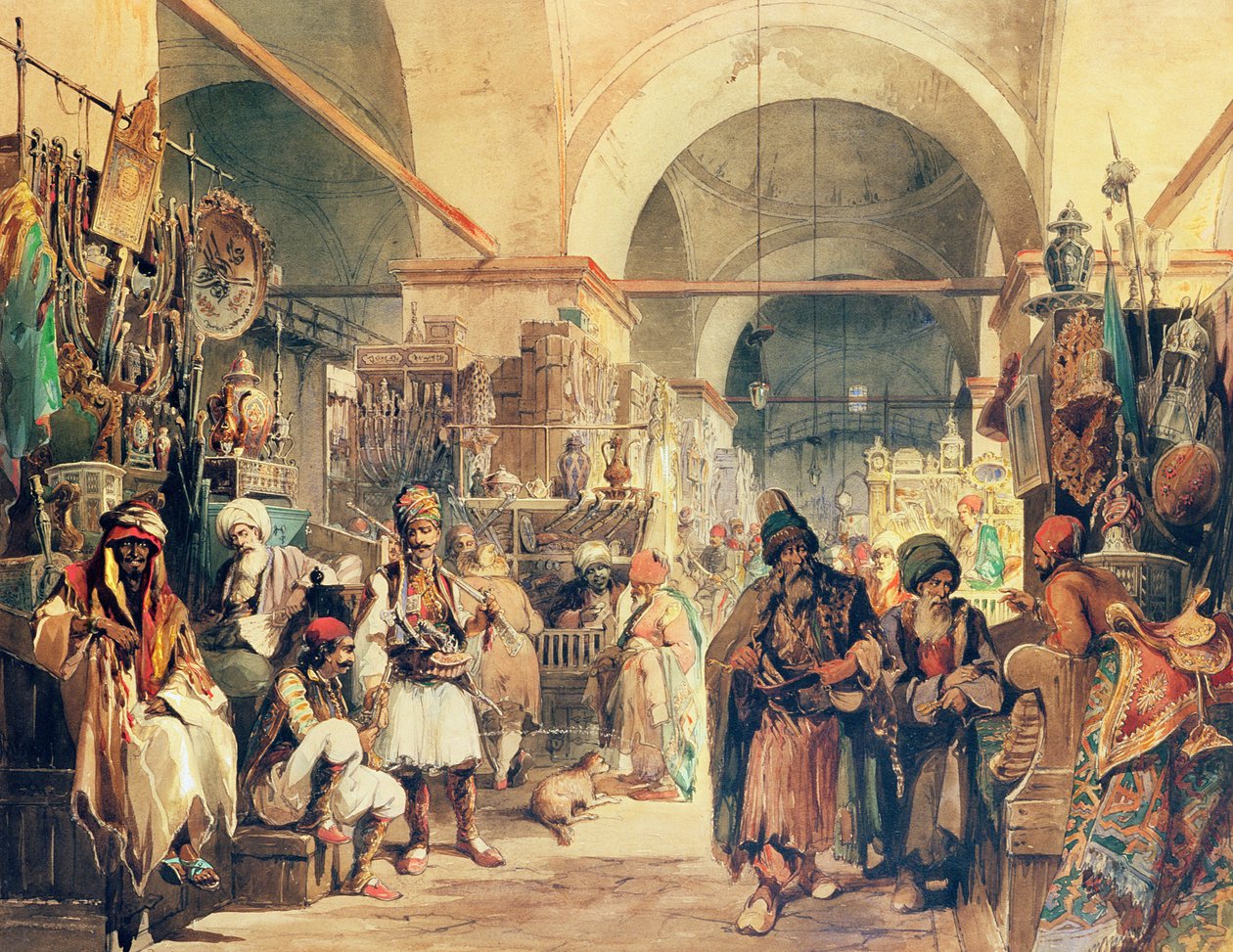 A Turkish Bazaar, 1854 by Amadeo Preziosi