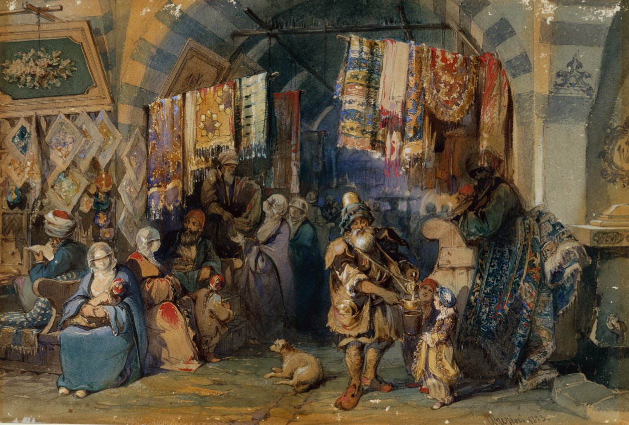 The Bazaar, Constantinople by Amadeo Preziosi