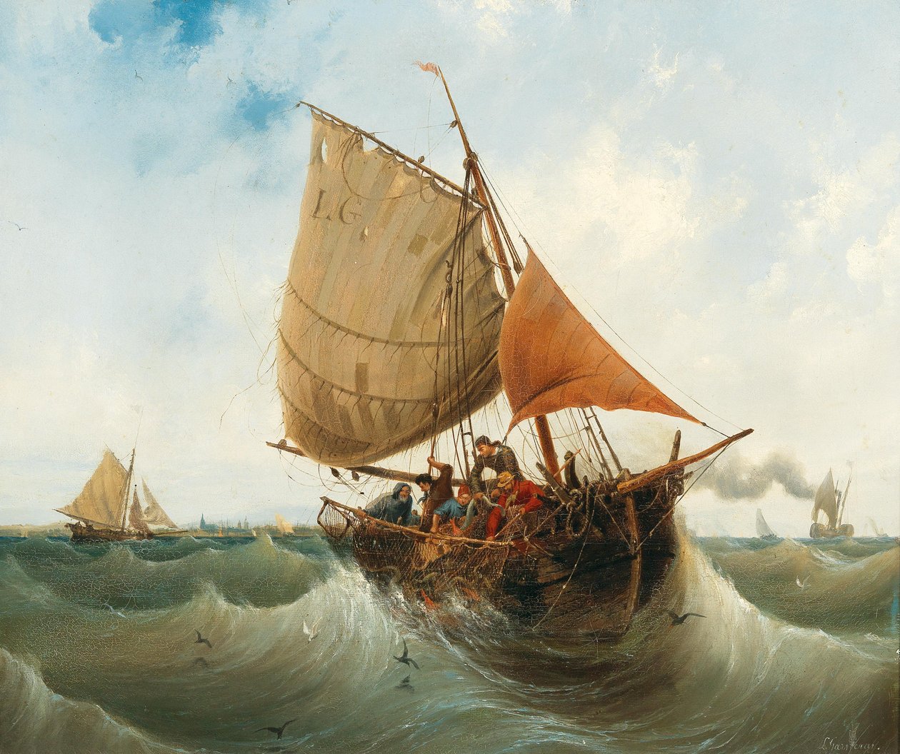 Fishing by the Coast by Ambroise Louis Garneray