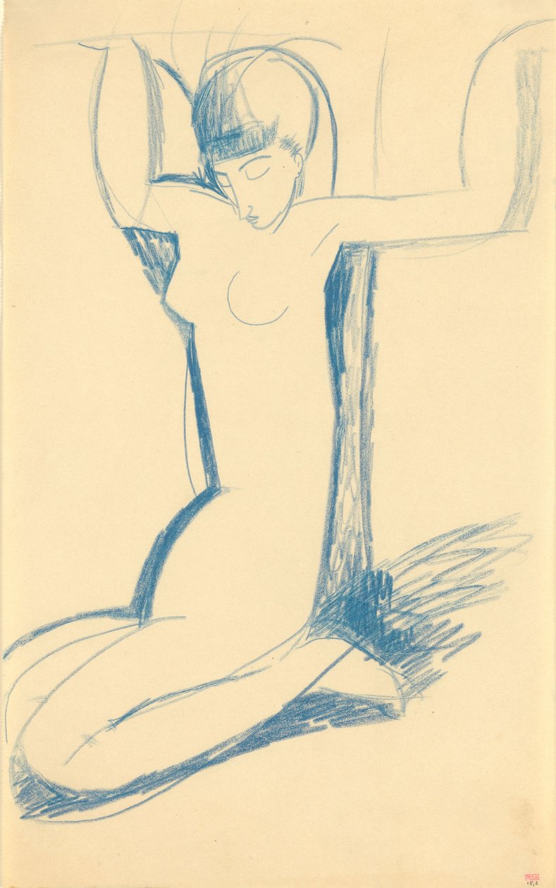 Kneeling Blue Caryatid (Anna Akhmatova) by Amedeo Modigliani