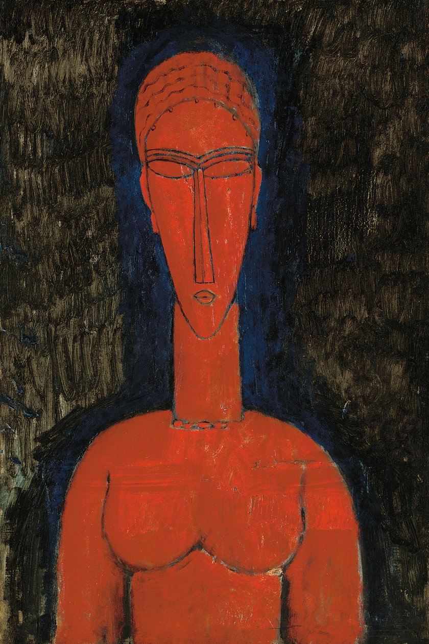 Red Bust, Caryatid by Amedeo Modigliani